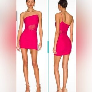 SUPERDOWN Pink Jerica Mesh Mini Dress One Shoulder Asymmetrical Women's xs